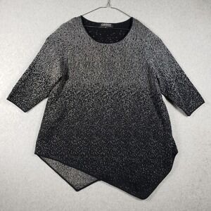 CONTEXT Exclusively at Lord Taylor Women 2X Black Silver Ombre Glitter Tunic Top
